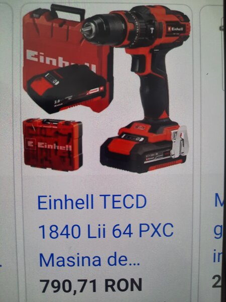 Bormasina Einhel 18v 2.5A  pe baterie Noua